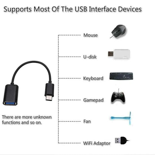 Adattatore OTG USB-A Femmina a USB Type-C Maschio, per Samsung Huawei Android, Nero o Bianco