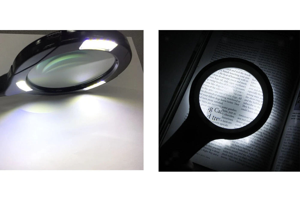 Lente di Ingrandimento 80mm con 3 LED ad Alta Luminosità, Manico in Plastica, 24,5x11,5cm