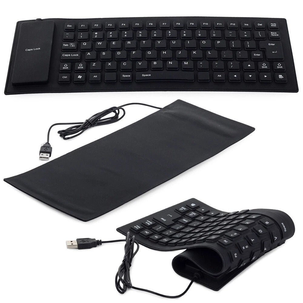 Tastiera USB Flessibile in Silicone, Impermeabile Antipolvere Silenziosa, Plug&Play CE, 35,5x13,5cm, Cavo 125cm