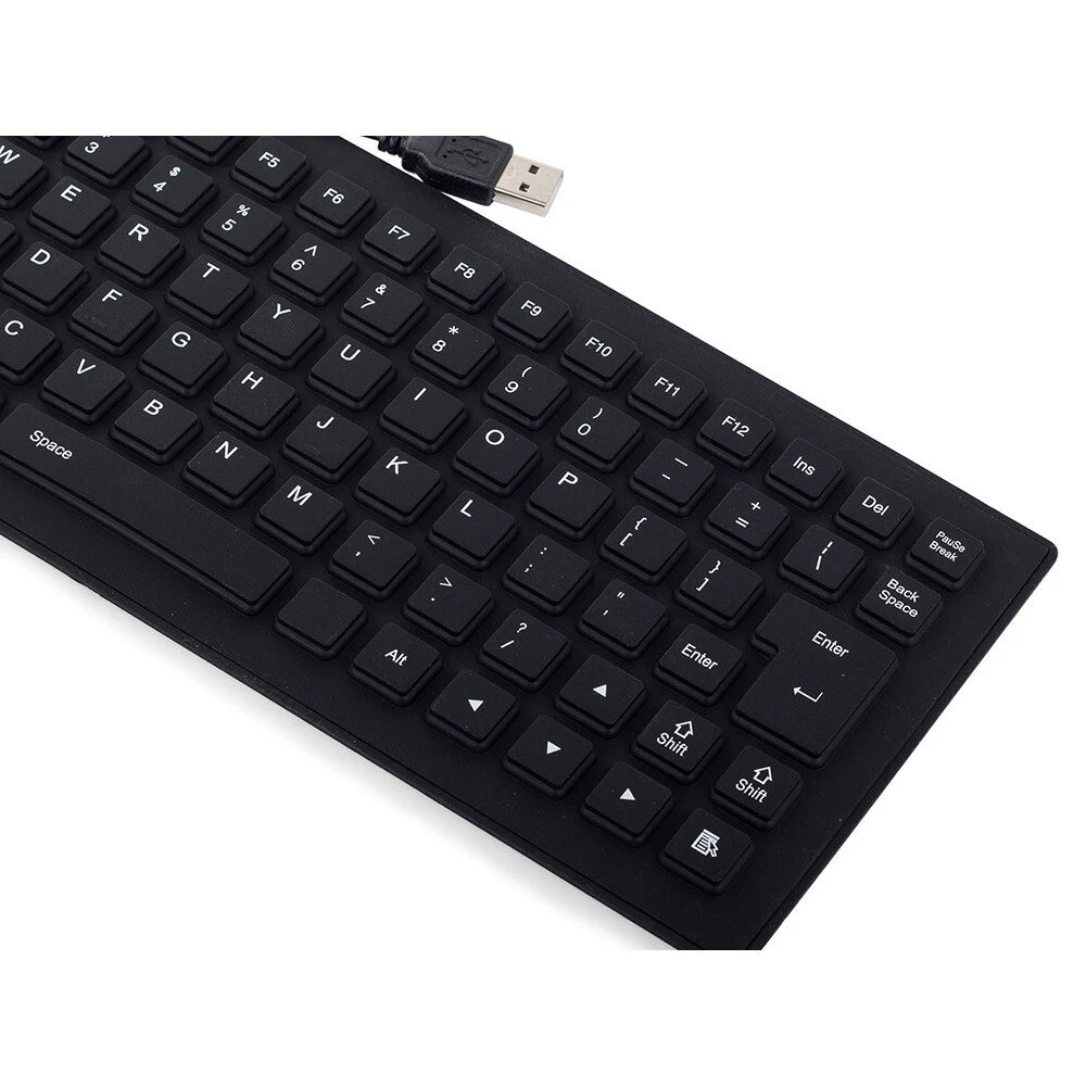 Tastiera USB Flessibile in Silicone, Impermeabile Antipolvere Silenziosa, Plug&Play CE, 35,5x13,5cm, Cavo 125cm