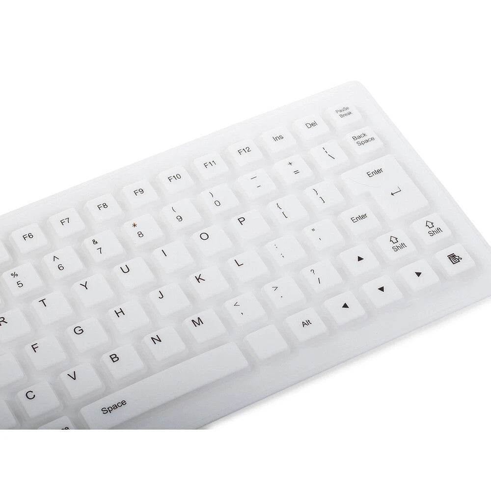 Tastiera USB Flessibile in Silicone Bianca, Impermeabile Antipolvere Silenziosa, Plug&Play CE, 35,5x13,5cm