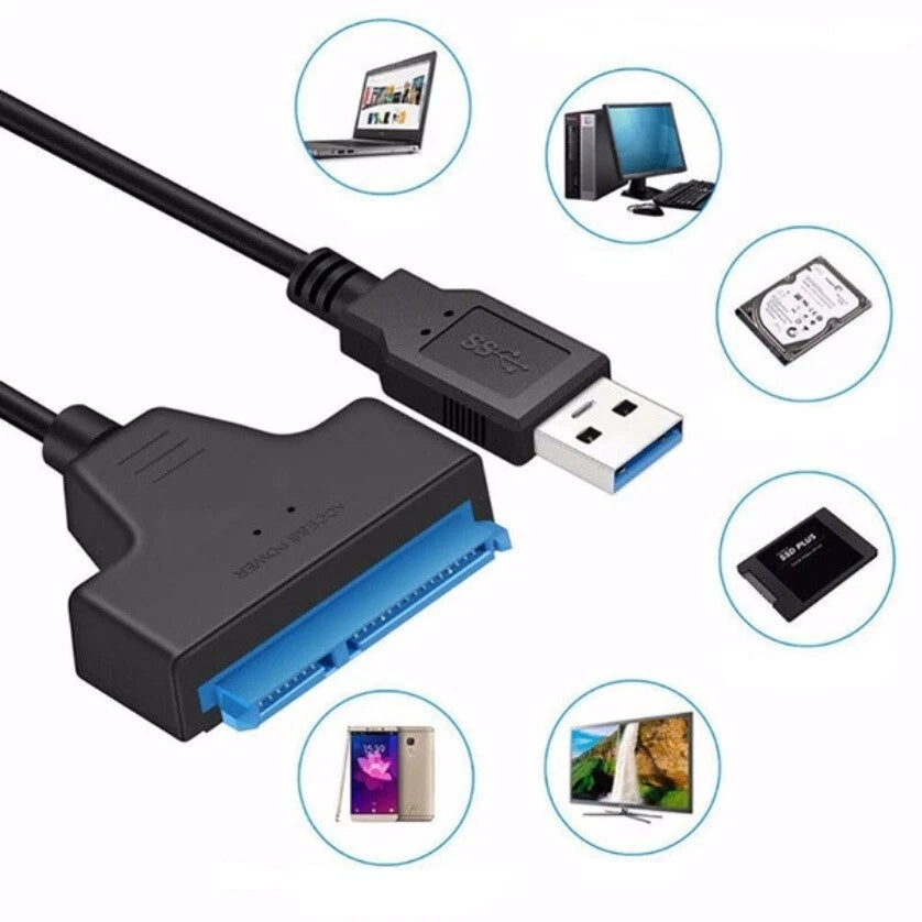 Adattatore USB 3.0 a SATA III 22pin per HDD e SSD 2,5", 6Gbps, Cavo 25cm, Windows e Mac