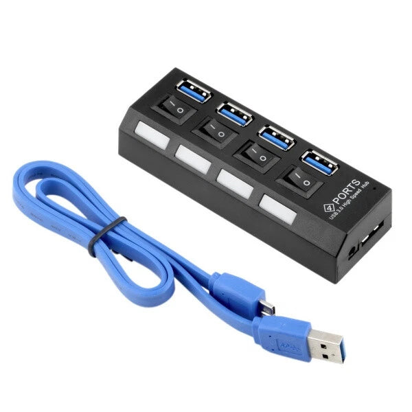 Hub usb 3.0 moltiplicatore 4 prese mutlipla per pc, notebook attacco usb