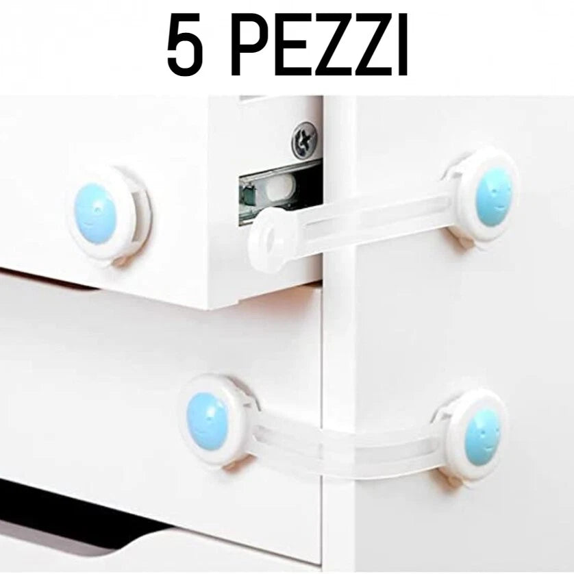 5 x blocco sicurezza per bambini, chiusura armadi,comodini,cassetti, mobili