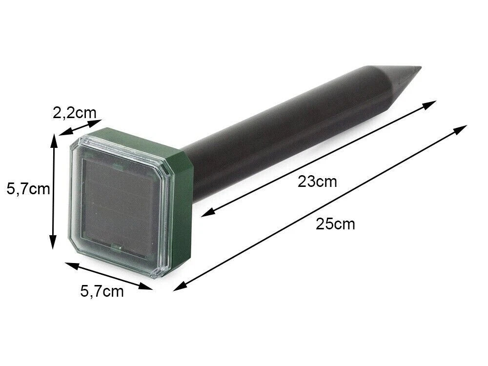Repellente ad Ultrasuoni Solare per Talpe, Roditori e Serpenti, IP65, 650m², 400-1000Hz, per Giardino e Prato