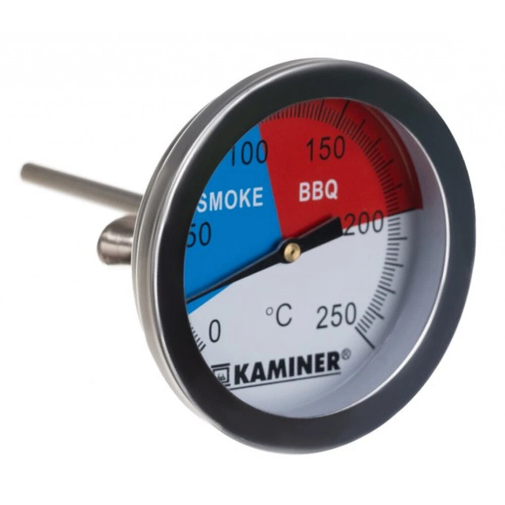 Termometro a Sonda per BBQ e Affumicatoio, Acciaio Inox, 0-250°C, Tolleranza ±1°C, 5x6,5cm