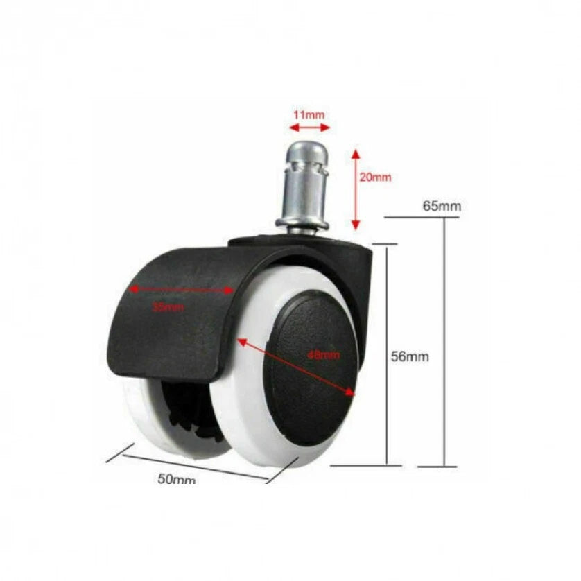 Set 5 ruote per sedia da ufficio rotelle nere kit ricambio poltrona girevole