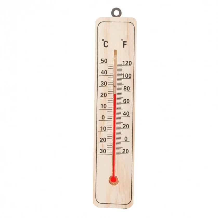 Termometro da muro parete in legno per interno esterno misura temperatura c° f°