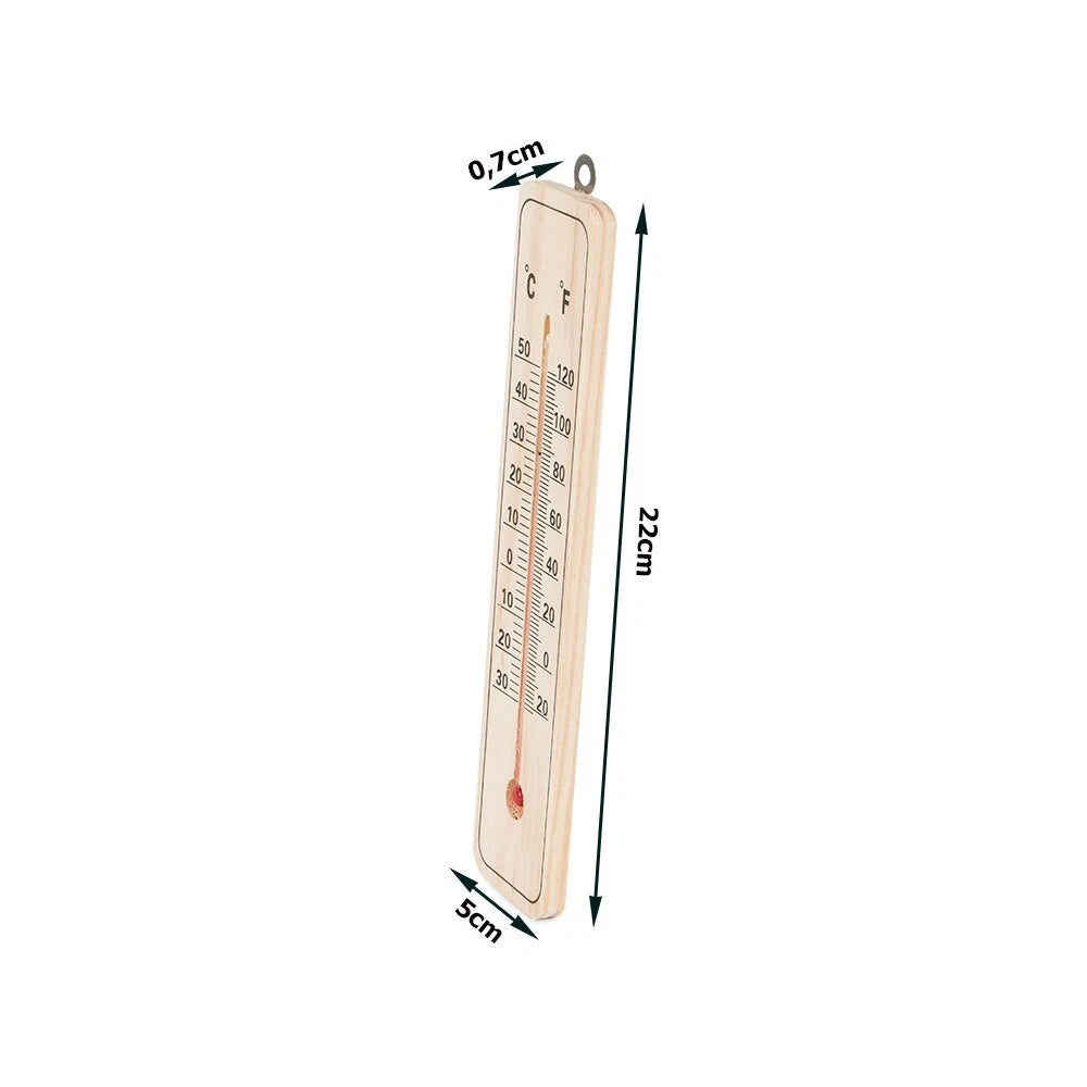Termometro da muro parete in legno per interno esterno misura temperatura c° f°