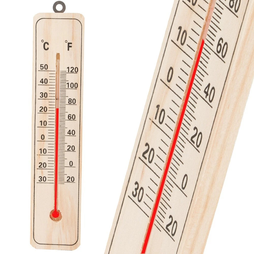 Termometro da muro parete in legno per interno esterno misura temperatura c° f°