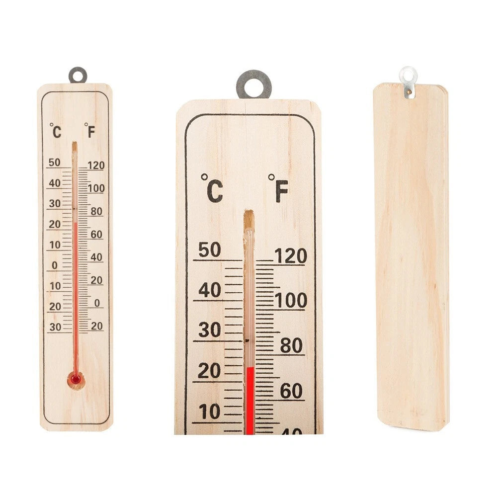 Termometro da muro parete in legno per interno esterno misura temperatura c° f°