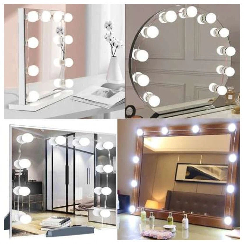 Luci da specchio trucco hollywood style, lampadine dimmerabili, 10 lampade