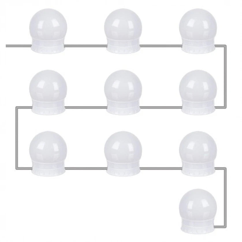 Luci da specchio trucco hollywood style, lampadine dimmerabili, 10 lampade
