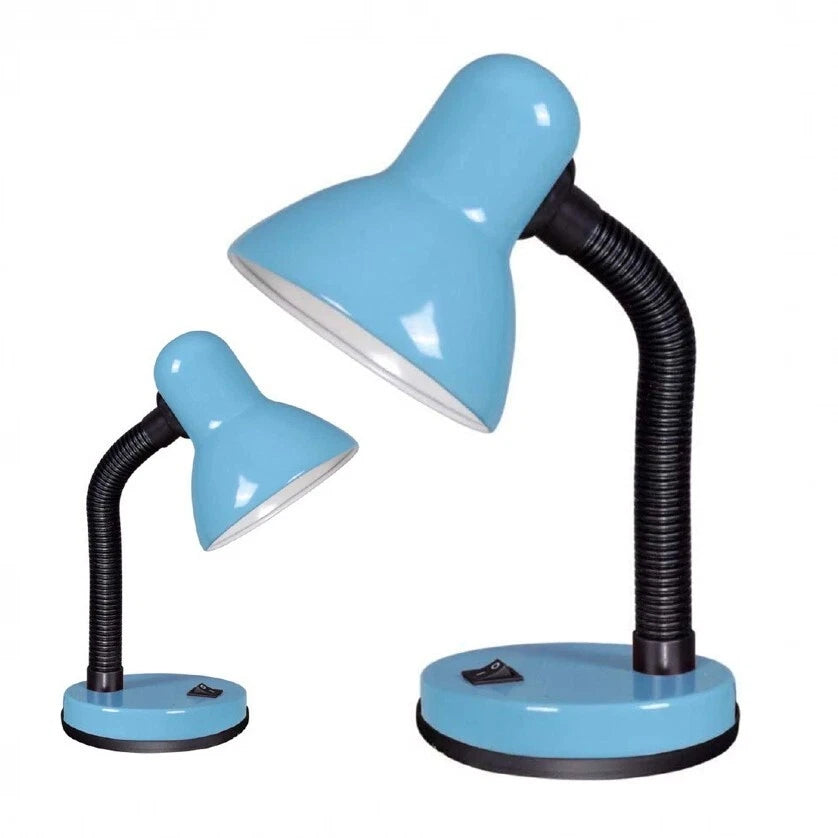 Lampada da Tavolo con Braccio Flessibile, E27 Max 40W, Metallo, H35cm, 4 Colori, Cavo 1,5m