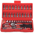 Set chiavi a bussola con cricchetto 46 pz pezzi cacciavite esagonale chiave auto