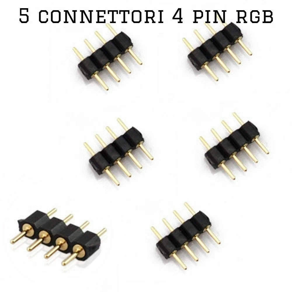 5 connettori maschio maschio 4 pin per strisce led rgb