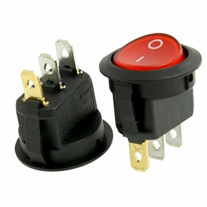 interruttore deviatore 23 mm con spia led a bilanciere ON-OFF, 250V 10A,