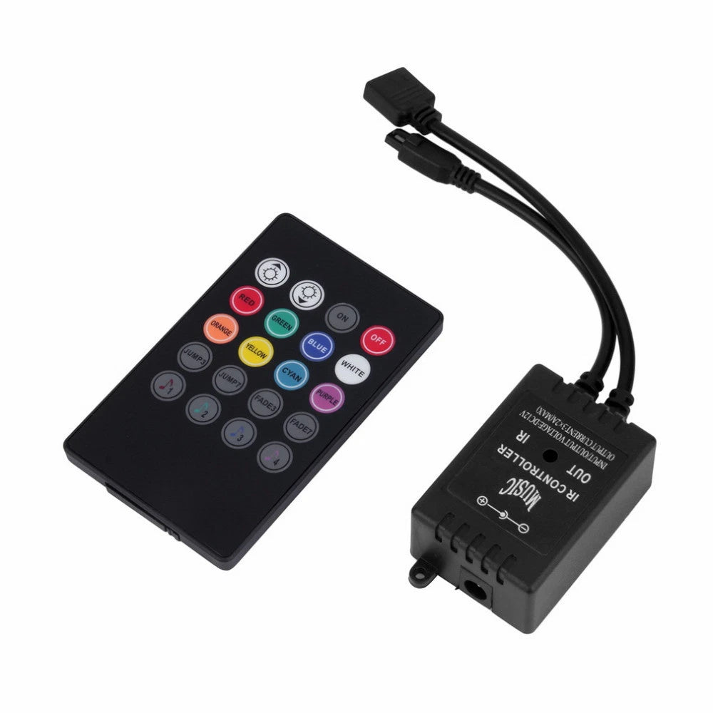 Controller ir rgb music per strisce led rgb 3528/5050 20 tasti ir 6a dc12v-24v