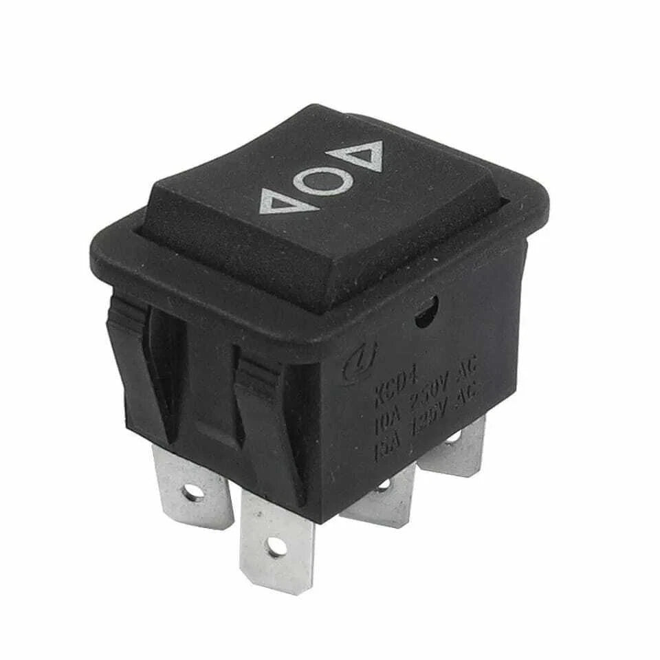 interruttore momentaneo on-off-on con ritorno 31x25mm, 16 A 250 V AC 6 terminali