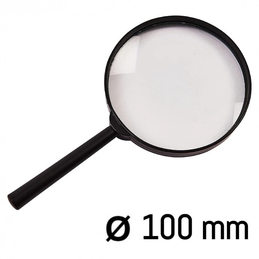 Lente di Ingrandimento a Mano con Cristallo, Diametro a Scelta 60/90/100mm, per Lettura Hobby Lavori di Precisione