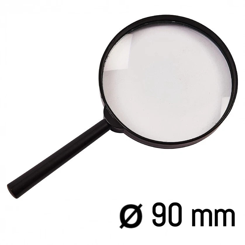 Lente di Ingrandimento a Mano con Cristallo, Diametro a Scelta 60/90/100mm, per Lettura Hobby Lavori di Precisione