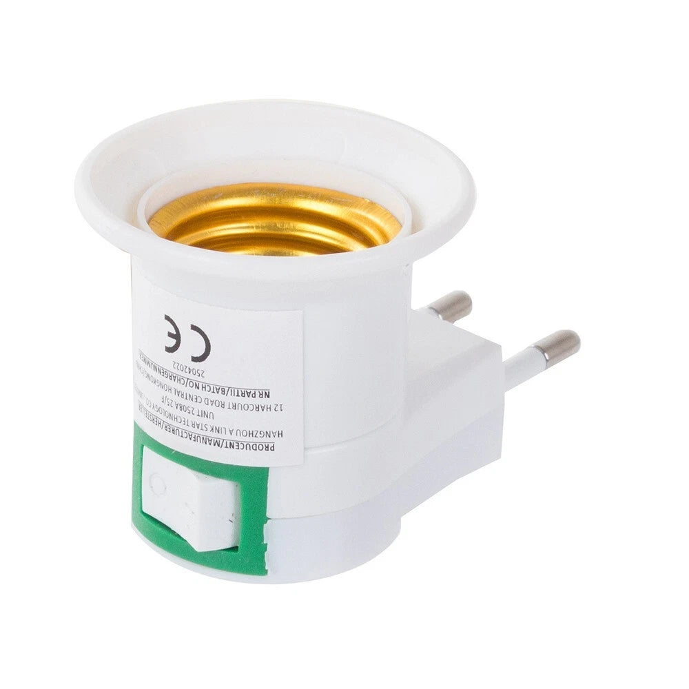 Portalampada adattatore e27 spina 220 volt con interruttore on off lampada