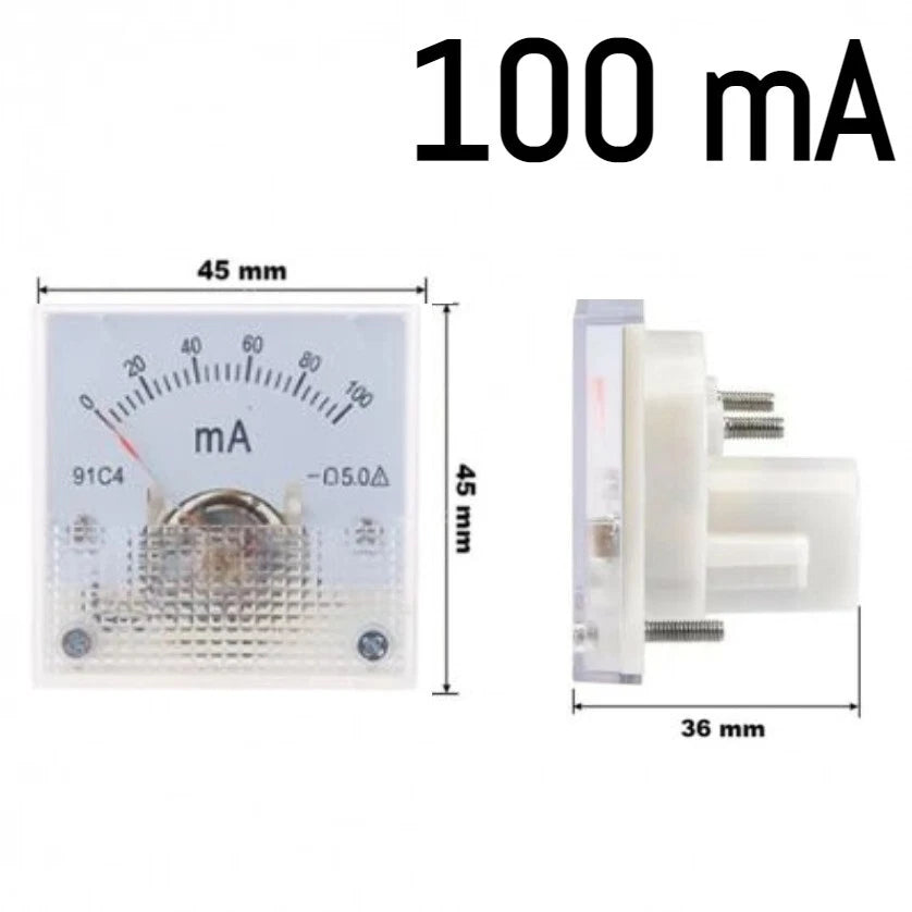 Amperometro Analogico DC da Pannello, Corrente Continua, Disponibile da 20mA a 200A