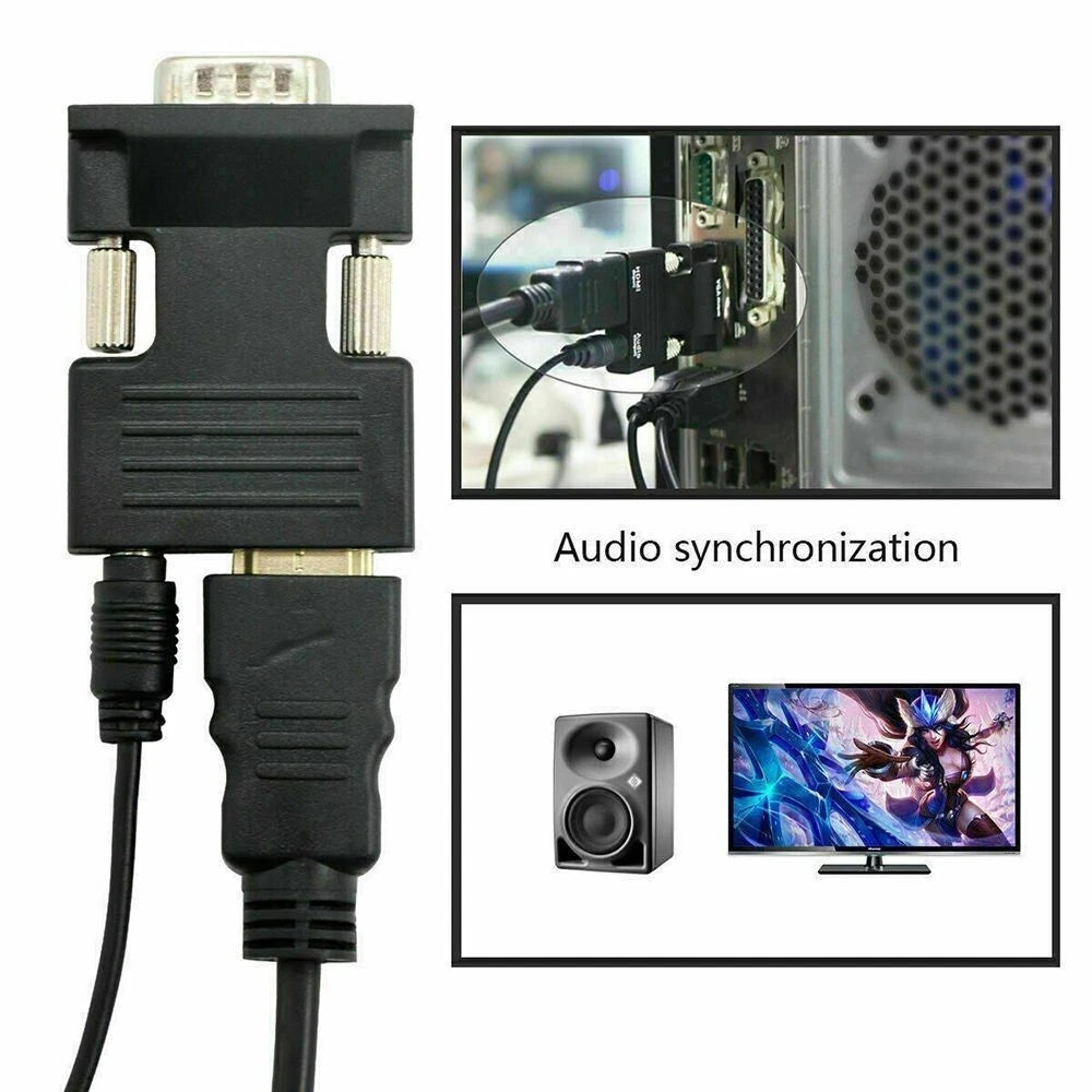 Convertitore adattatore da vga+audio input a hdmi femmina output monitor tv hd