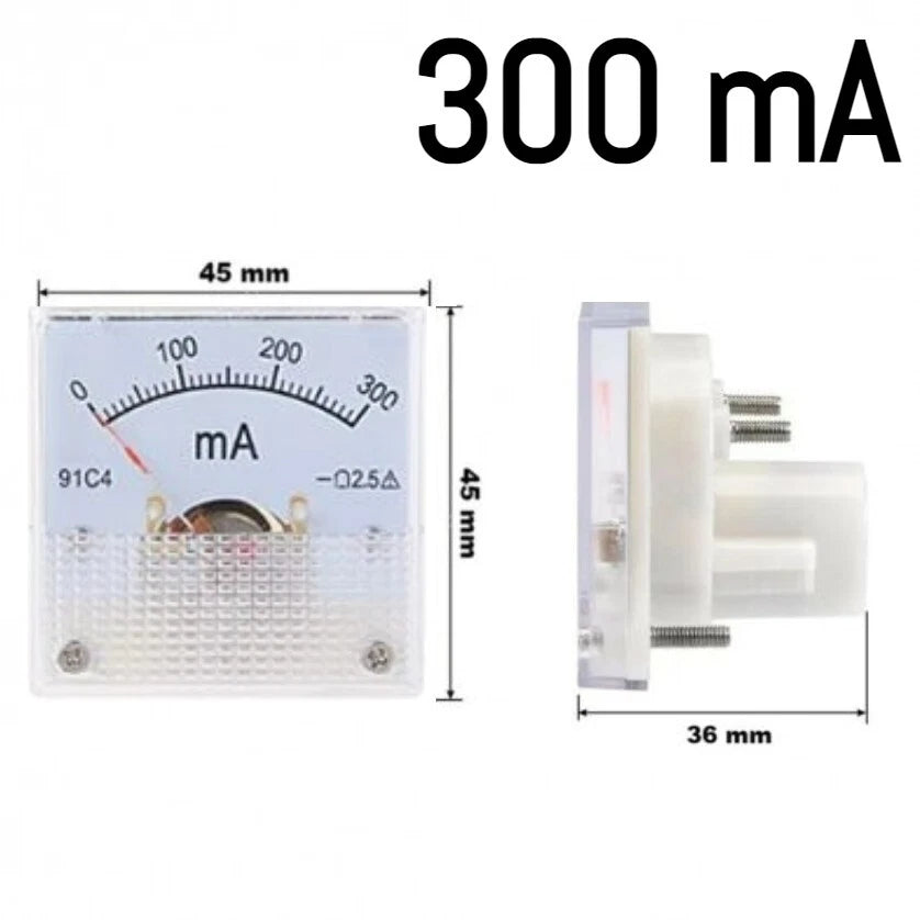 Amperometro Analogico DC da Pannello, Corrente Continua, Disponibile da 20mA a 200A