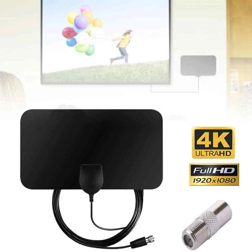 Antenna TV Interna DVB-T/T2 1080p, Amplificatore Rimovibile 25dBi, Cavo Coassiale 3m, 250x225mm, Nero