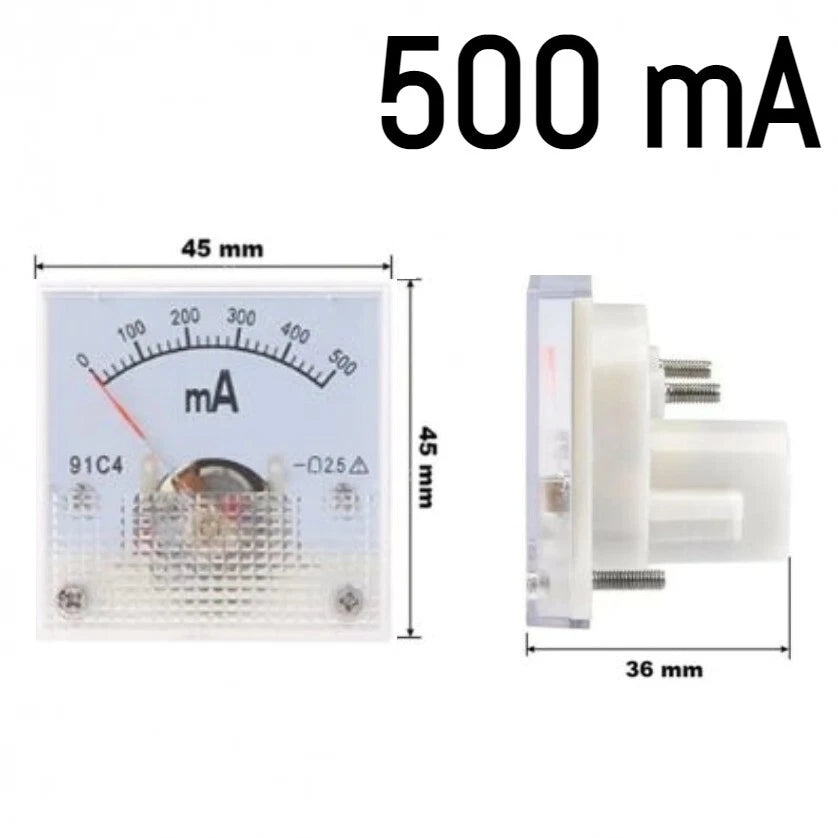 Amperometro Analogico DC da Pannello, Corrente Continua, Disponibile da 20mA a 200A