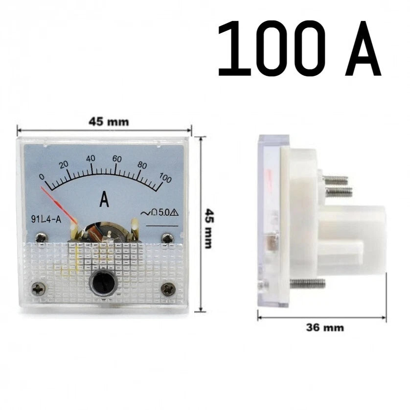 Amperometro Analogico DC da Pannello, Corrente Continua, Disponibile da 20mA a 200A