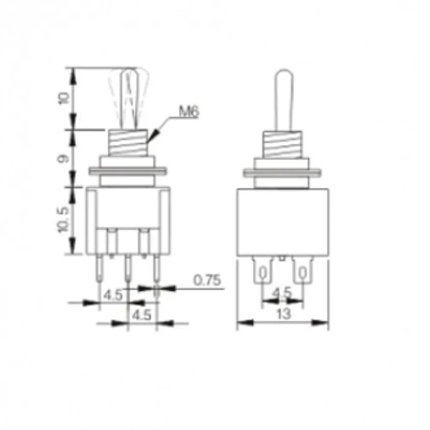Interruttore a levetta on-off-on 6 pin deviatore switch 3 posizioni 6 a