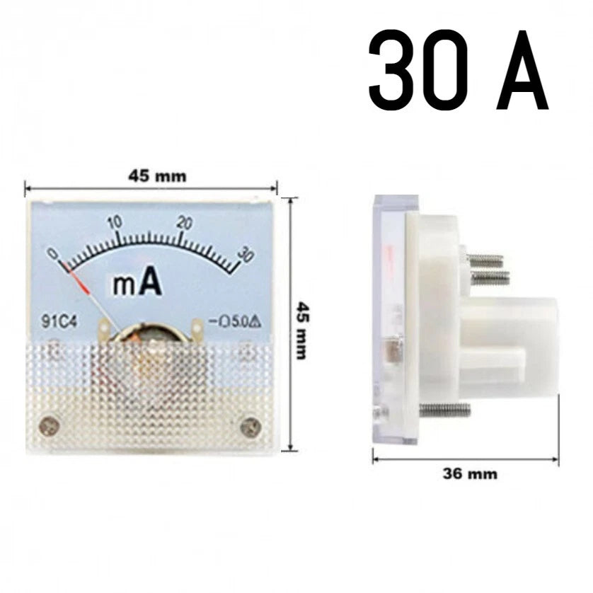 Amperometro Analogico DC da Pannello, Corrente Continua, Disponibile da 20mA a 200A