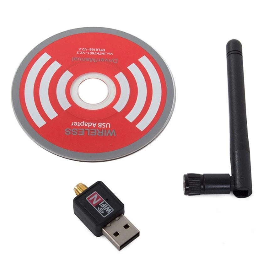 Adattatore USB WiFi 300Mbps, Antenna 9dBi Omnidirezionale, 2,4GHz, Portata 30m, Windows Mac Linux