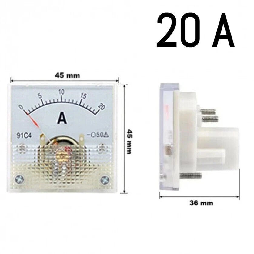 Amperometro Analogico DC da Pannello, Corrente Continua, Disponibile da 20mA a 200A