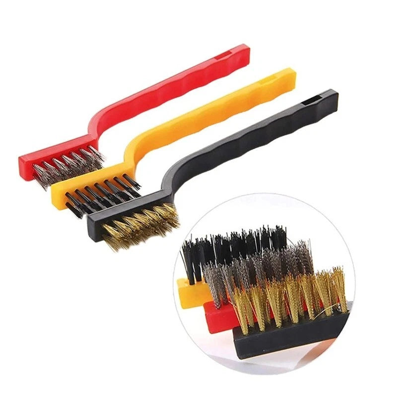 Spazzole in acciaio set 3 spazzole kit raschietti metallo rame, ferro, ottone