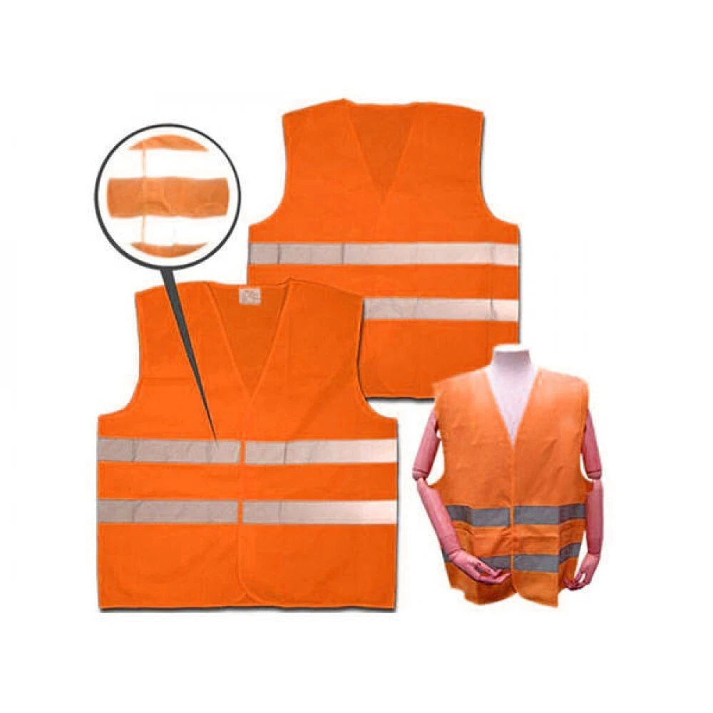 Gilet Catarifrangente Alta Visibilità Taglia L, Arancione, Bande Riflettenti, per Auto Moto e Lavoro