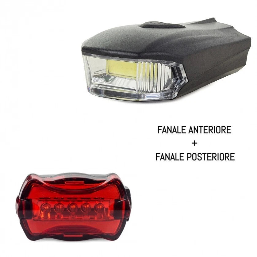 Kit Luci Bici LED Anteriore Barra + Posteriore 5 LED 7 Modalità, 12h+50h, Visibilità 1000m, Certificato CE