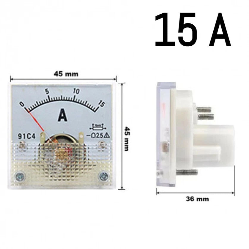 Amperometro Analogico DC da Pannello, Corrente Continua, Disponibile da 20mA a 200A