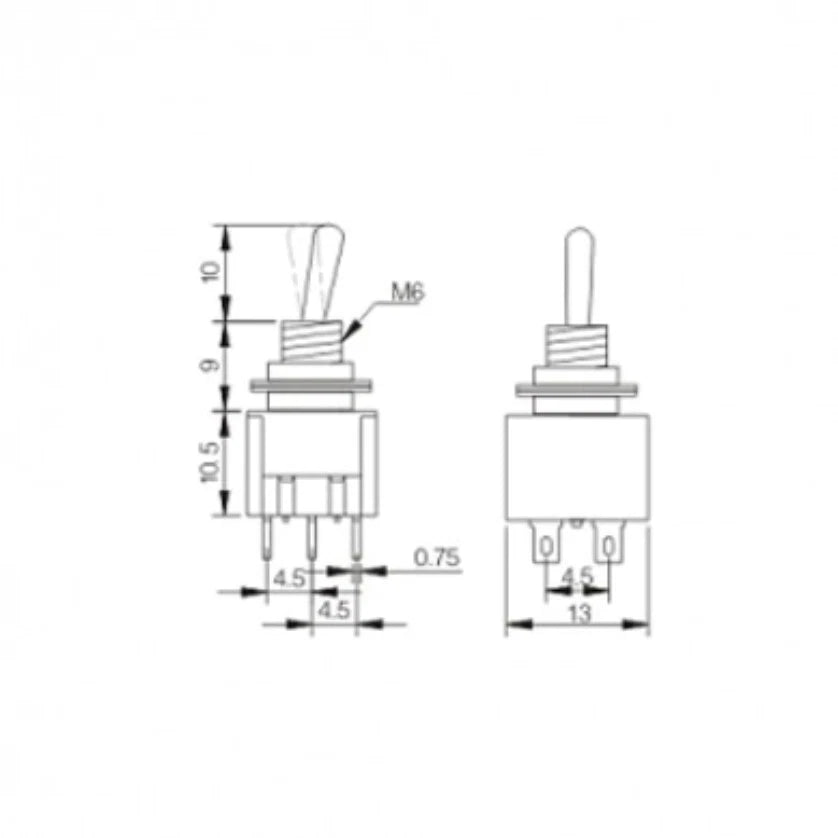 Interruttore a levetta on-off 6 pin deviatore switch 3 posizioni 6 a