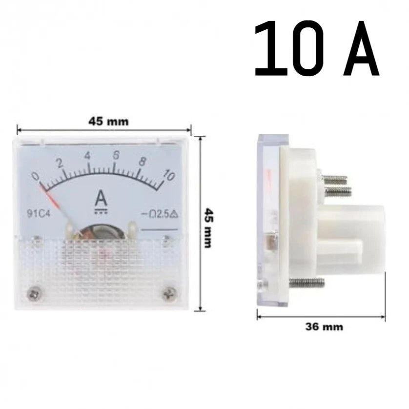 Amperometro Analogico DC da Pannello, Corrente Continua, Disponibile da 20mA a 200A