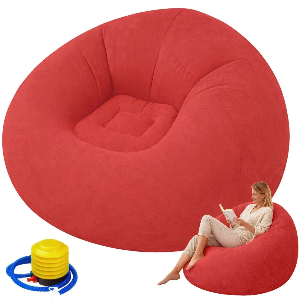 Poltrona Gonfiabile 100Cm rosso Pouf Relax Da Interno Esterno Comodo Divano Casa
