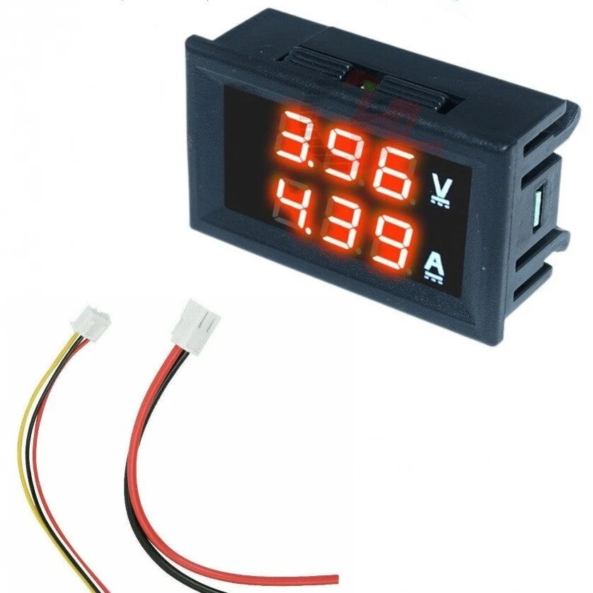 Voltmetro Amperometro Digitale LCD da Pannello, DC 0-100V 0-10A, LED Rosso 0,56", 48x22x29mm