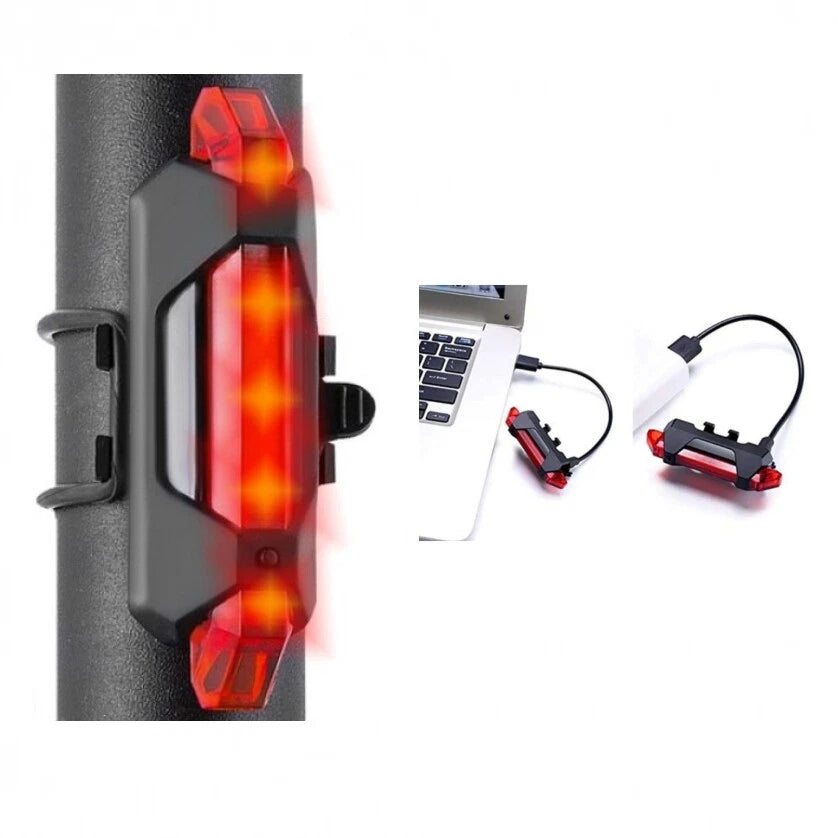 Fanale led rosso bici posteriore 5 led batteria integrata sicurezza guida