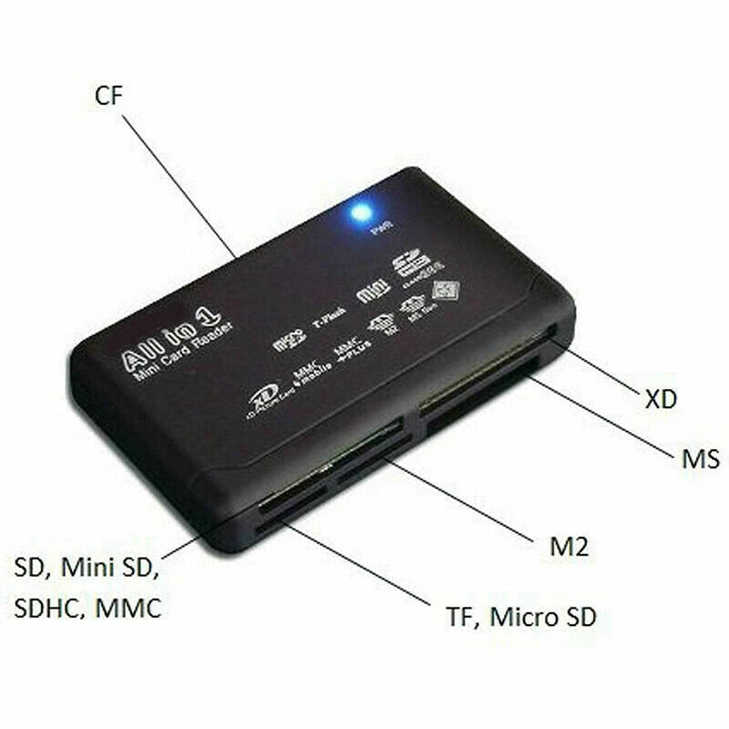 Lettore di schede memoria 26 in 1 usb 2.0 alta velocita cf, xd, sd, ms, sdhc