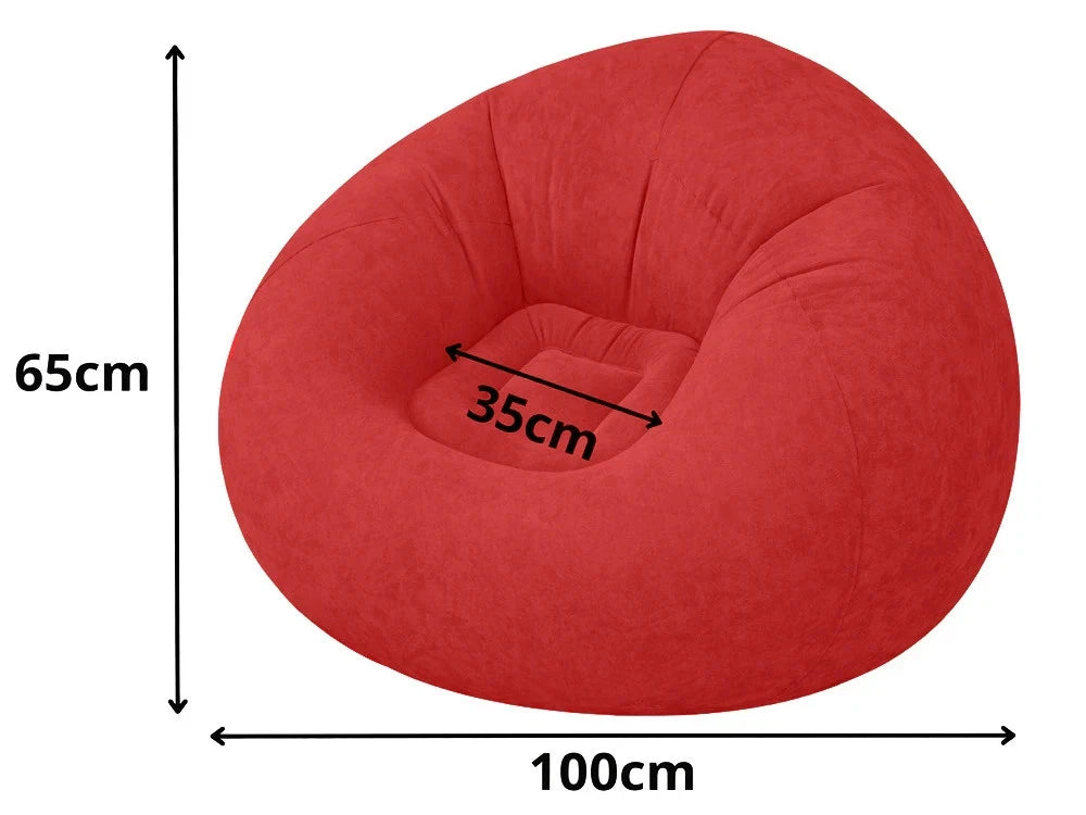 Poltrona Gonfiabile 100Cm rosso Pouf Relax Da Interno Esterno Comodo Divano Casa