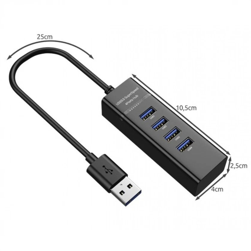 Hub usb 3.0 moltiplicatore 4 prese mutlipla per pc, notebook attacco usb