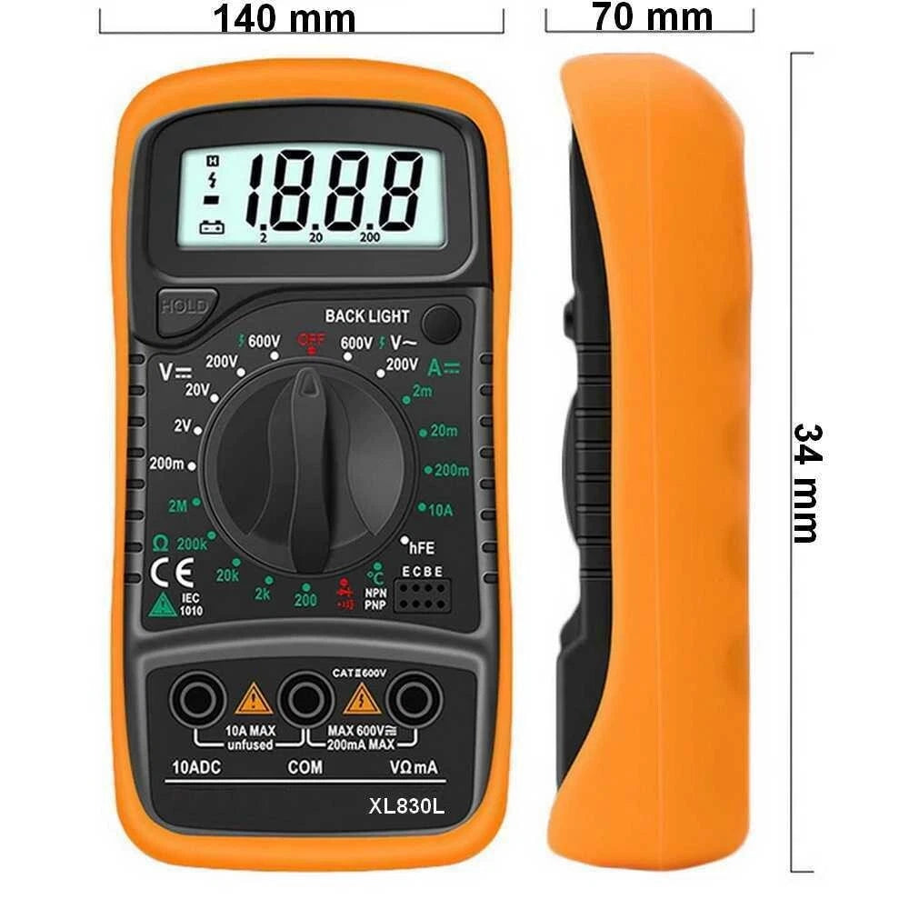 Tester multimetro digitale range test dmm dc, corrente ac/dc lcd retroilluminato
