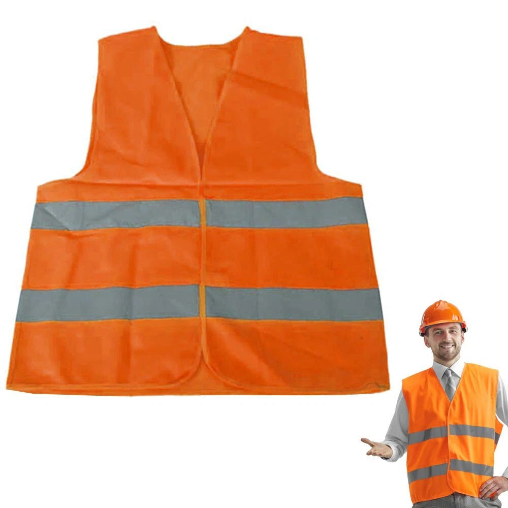 Gilet Catarifrangente Alta Visibilità Taglia L, Arancione, Bande Riflettenti, per Auto Moto e Lavoro